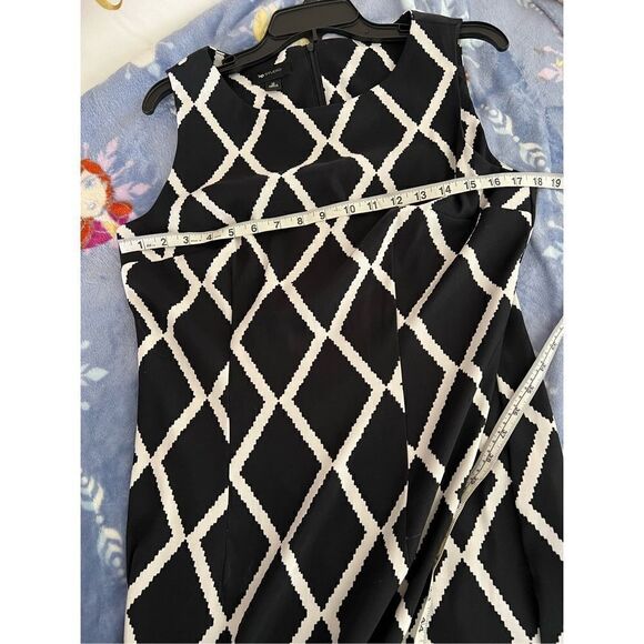 AB Studio Black and White Pattern Shift Dress size 12 - Picture 5 of 8
